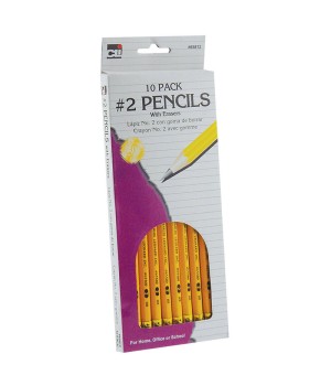 Pencil, #2, Yellow with Eraser, Box of 10