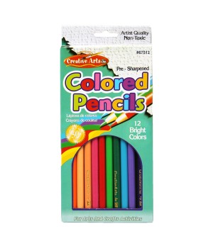Pre-Sharpened Colored Pencils, Assorted Colors, 7 Inches, Pack of 12