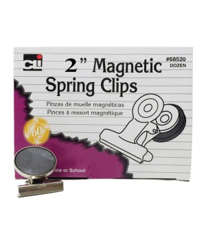 Magnetic Spring Clips, 2", 12/Box