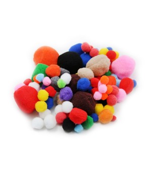 Creative Arts Pom-Poms, Assorted Sizes/Colors, Bag of 100