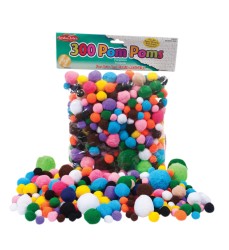 Creative Arts Pom-Poms, Assorted Sizes/Colors, Bag of 300