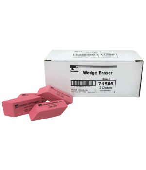 Eraser, Synthetic, Latex Free, Wedge Shape, Pink, Small, Box of 36