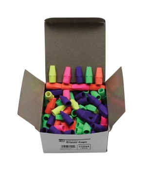 Pencil Eraser Caps, Latex Free, Assorted Colors, 144/Box