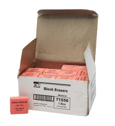 Eraser, Synthetic, Latex Free, Block Shape, Medium, Pink, Box of 60