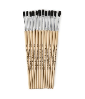 Easle Brushes, 1/4" Wide, Stubby Handle, Natural Bristles, Pack of 12