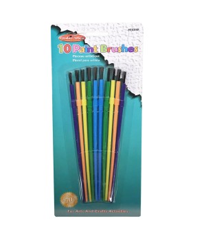 Creative Arts by Charles Leonard Plastic Artist Brushes, Assorted Sizes & Colors, 10/Pack