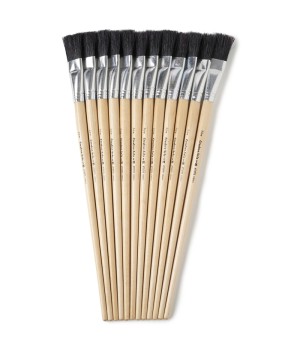 Long Handle Easel Brush, Size 18, Natural Bristle, Flat, Pack of 12