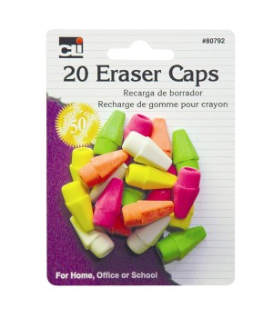 Pencil Eraser Caps, Neon, Assorted, Pack of 20