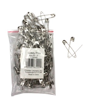 Nickel-Plated Steel Safety Pins, 2", 144 Per Pack