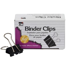 Binder Clips, Large, 1 Inch Capacity, Black/Silver, 12/Box