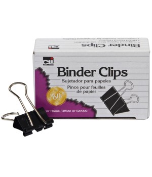 Binder Clips, Large, 1 Inch Capacity, Black/Silver, 12/Box