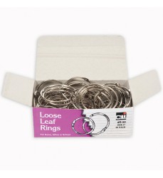Loose Leaf Rings with Snap Closure, Nickel Plated, 2 Inch Diameter, 50/Box
