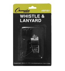 Metal Whistle & Black Lanyard Pack