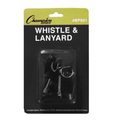 Plastic Whistle & Black Lanyard Pack