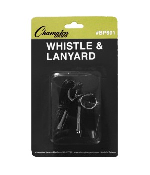 Plastic Whistle & Black Lanyard Pack