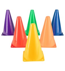 High Visibility Plastic Cone Set, Assorted Fluorescent Colors, Set of 6