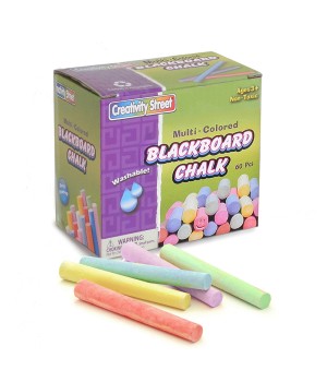 Blackboard Chalk, 5 Assorted Colors, 3/8" x 3-1/4", 60 Pieces
