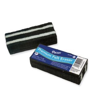 Chalk & Whiteboard Eraser, Premium, 6 Black & White Felt Strips, Double-Stitched, Reinforced Backing, 5", 1 Eraser