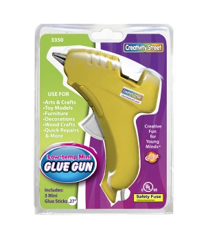 Low-Temp Mini Glue Gun, Yellow, 5.5" x 4", 1 Glue Gun + 3 Glue Sticks