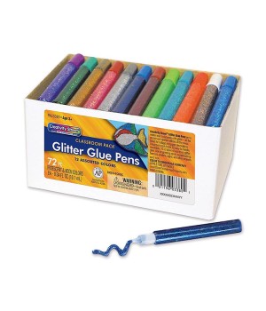 Glitter Glue Pens, Classroom Pack, Assorted Iridescent & Neon Colors, 0.34 fl. oz., 72 Pens