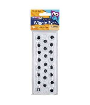 Peel & Stick Wiggle Eyes on Sheets, Black, Assorted Sizes, 60 Pieces