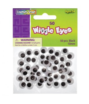 Wiggle Eyes, Black, 10 mm, 50 Pieces
