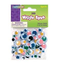 Wiggle Eyes, Multi-Color, Assorted Sizes, 100 Pieces