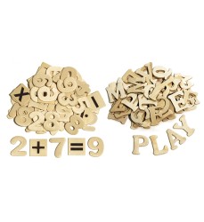 Letters and Numbers, Natural Wood, 1.5", 200 Pieces