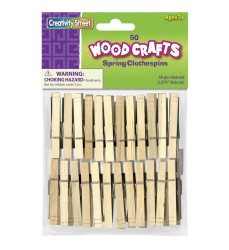 Spring Clothespins, Natural, Extra-Large, 3-3/8", 50 Pieces