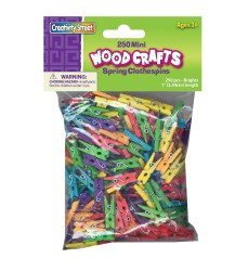 Mini Spring Clothespins, Bright Hues Assorted, 1", 250 Pieces