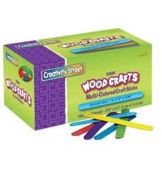 Regular Craft Sticks, Bright Hues Assorted, 4-1/2" x 3/8", 1000 Pieces