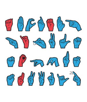 Magnetic Sign Language Letters, Red & Blue Colors, Assorted Sizes, 26 Pieces