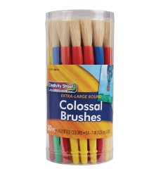 Plastic Handle Brush Classroom Pack, Colossal Brush Set, 7" Long, 30 Brushes