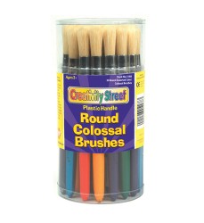 Colossal Brushes, Round, Assorted Colors, 7.25" Long, 30 Brushes