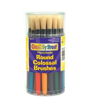 Colossal Brushes, Round, Assorted Colors, 7.25" Long, 30 Brushes