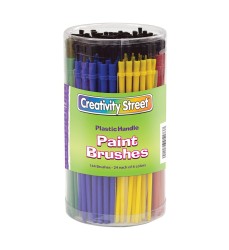 Plastic Handle Brush Classroom Pack, Economy Brushes, 7" Long, 144 Brushes