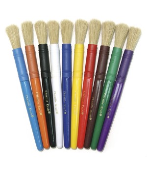 Beginner Paint Brushes, 10 Assorted Colors, 7" Long, 10 Brushes