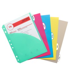 Mini-Size 5-Tab Poly Index Dividers with Pockets, 5/PK