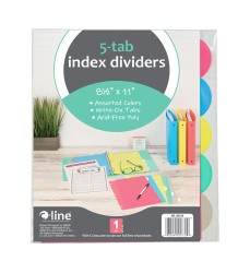 5-Tab Poly Binder Index Dividers, Assorted, 5/Set