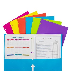 2-Pocket Laminated Paper Portfolio with 3-Hole Punch, Assorted, 1 Each