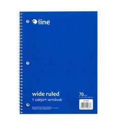 1-Subject Notebook, 70 Page, Wide Ruled, Blue