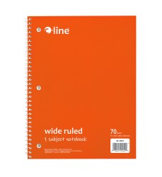 1-Subject Notebook, 70 Page, Wide Ruled, Orange
