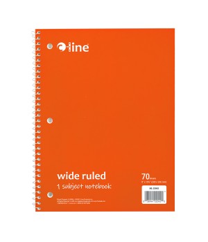 1-Subject Notebook, 70 Page, Wide Ruled, Orange