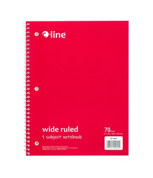 1-Subject Notebook, 70 Page, Wide Ruled, Red