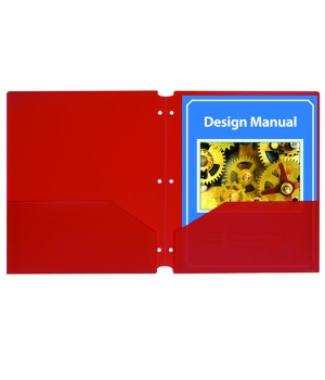 Two-Pocket Poly Portfolios with Three-Hole Punch, Red, Box of 25