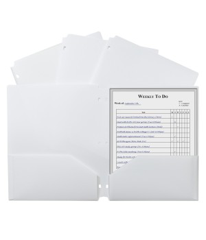 C-Line® Two-Pocket Poly Portfolio with Three-Hole Punch, White
