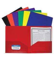 Two-Pocket Heavyweight Poly Portfolio Folder, Assorted Primary Colors, Pack of 36