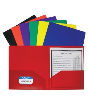 Two-Pocket Heavyweight Poly Portfolio Folder, Assorted Primary Colors, Pack of 36