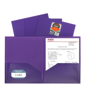 Two-Pocket Heavyweight Poly Portfolio Folder, Purple,1 Each