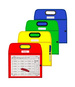 Portable Dry Erase Pockets - Study Aid, Assorted Primary Colors, 10 x 13, 1/EA